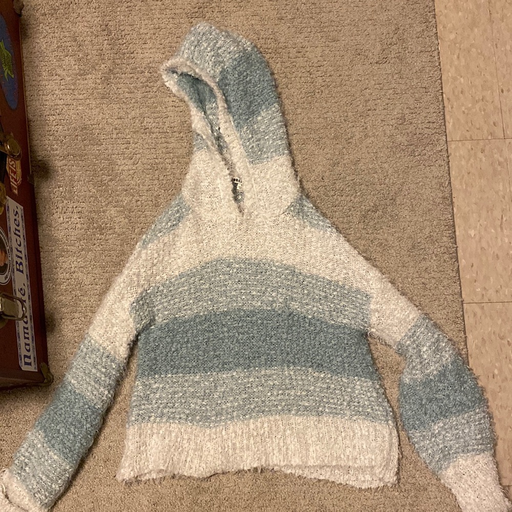 ombré fuzzy pullover with hood